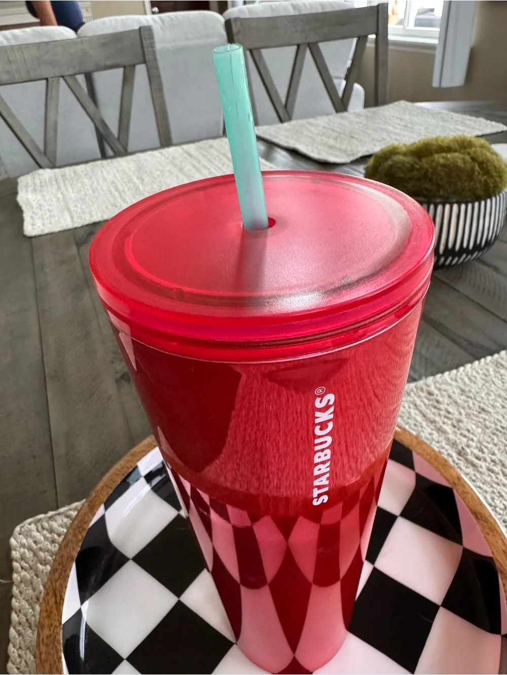 Starbucks Red Tumbler with Mint Straw